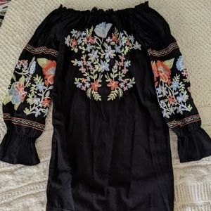 Free People Strapless Embroidered Dress